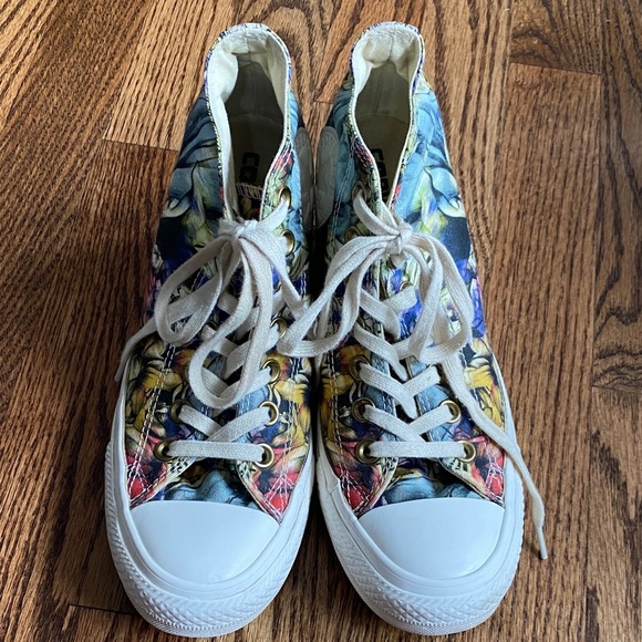 Hawaiian floral Converse All Stars Lux, hidden wedge sneakers, size 7.5. - Picture 4 of 14